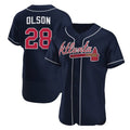 Atlanta Braves #28 Matt Olson Navy HOLBERT Flex Base Stitched Jersey