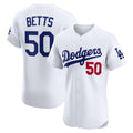 Los Angeles Dodgers #50 Mookie Betts White HOLBERT Home Elite Player Jersey