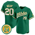 Oakland Athletics #20 Zack Gelof Green HOLBERT 2024 Limited With Rickey Henderson Patch Stitched Jersey
