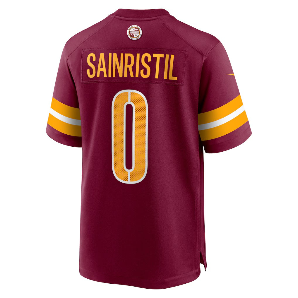W.Commanders #0 Mike Sainristil Burgundy HOLBERT Game Jersey 2