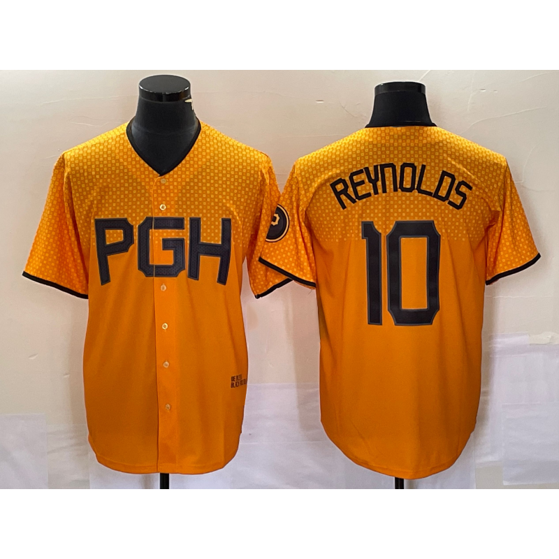 Pittsburgh Pirates #10 Bryan Reynolds Gold HOLBERT 2023 City Connect Stitched Jersey