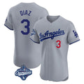 Los Angeles Dodgers #3 Edwin D¨ªaz Player Gray HOLBERT World Series Meet Limited Elite Home Stitched Jerseys