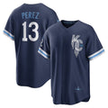 Kansas City Royals #13 Salvador Perez Navy HOLBERT City Connect Replica Player Jersey