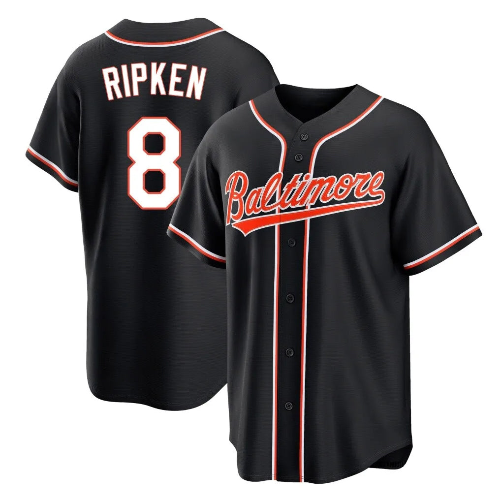Baltimore Orioles #8 Cal Ripken Player Black HOLBERT Out Home Game Stitched Jerseys
