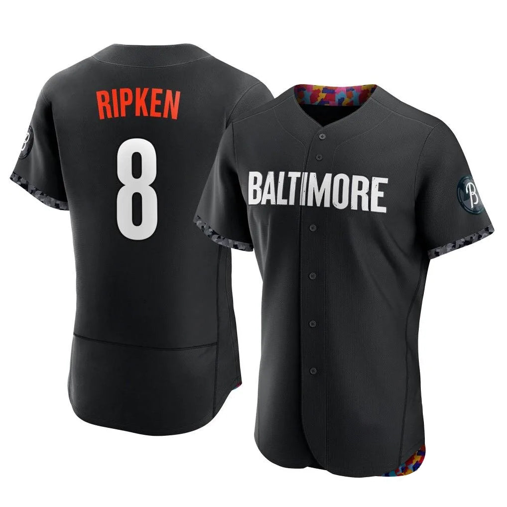 Baltimore Orioles #8 Cal Ripken Player Black HOLBERT City Connect Limited Elite Home Game Stitched Jerseys