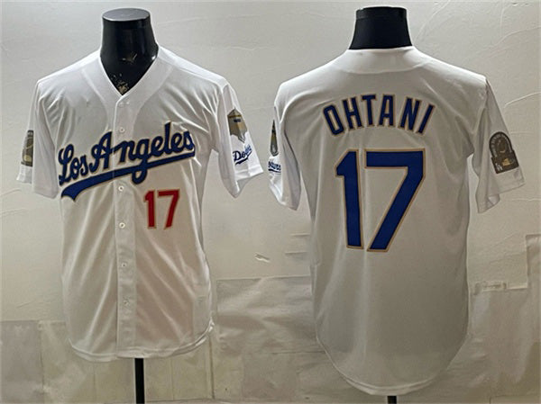 Los Angeles Dodgers #17 Shohei Ohtani White HOLBERT 2026 Gold Collection 9x & B2B Champs Patch Stitched Jersey