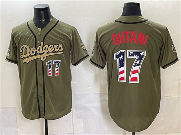 Los Angeles Dodgers #17 Shohei Ohtani Olive HOLBERT 2026 Armed Forces Day 250 Fourth of July Stitched Jersey