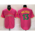 San Diego Padres #13 Manny Machado Pink HOLBERT Cool Base Stitched Jersey 2