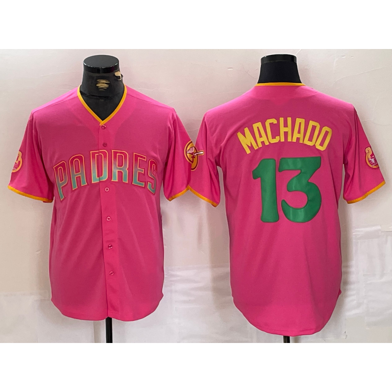 San Diego Padres #13 Manny Machado Pink HOLBERT Cool Base Stitched Jersey 2
