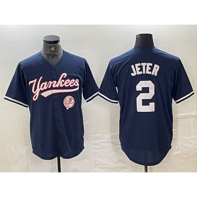 New York Yankees #2 Derek Jeter Navy HOLBERT With Patch Cool Base Stitched Jersey