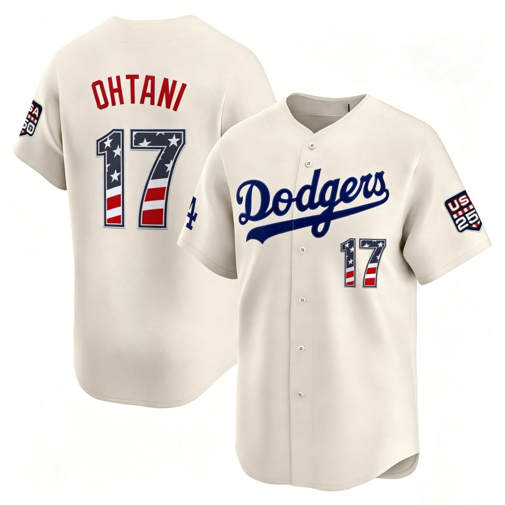 Los Angeles Dodgers #17 Shohei Ohtani Cream HOLBERT USA 250 Fourth of July Limited Stitched Jersey