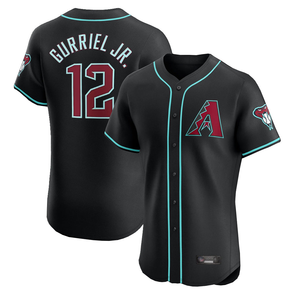 Arizona Diamondbacks #12 Lourdes Gurriel Jr Player Black HOLBERT Limited Elite Home Game Stitched Jerseys