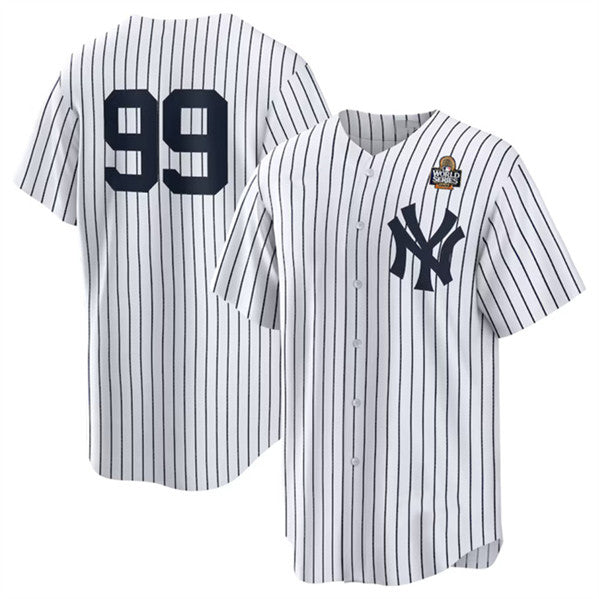 New York Yankees #99 Aaron Judge White HOLBERT 2024 World Series Cool Base Stitched Jersey