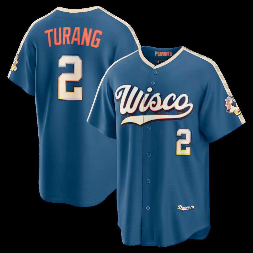 Milwaukee Brewers #2 Brice Turang Mineral Blue HOLBERT 2026 City Connect Stadium Jersey