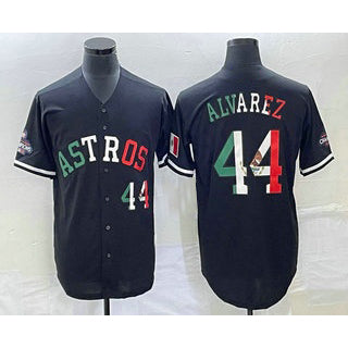 Houston Astros #44 Yordan Alvarez Number Mexico Black HOLBERT Cool Base Stitched Jersey