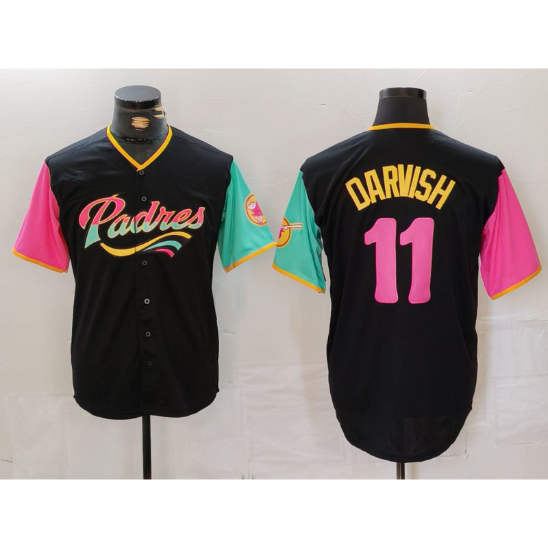 San Diego Padres #11 Yu Darvish Black HOLBERT Fashion Jersey