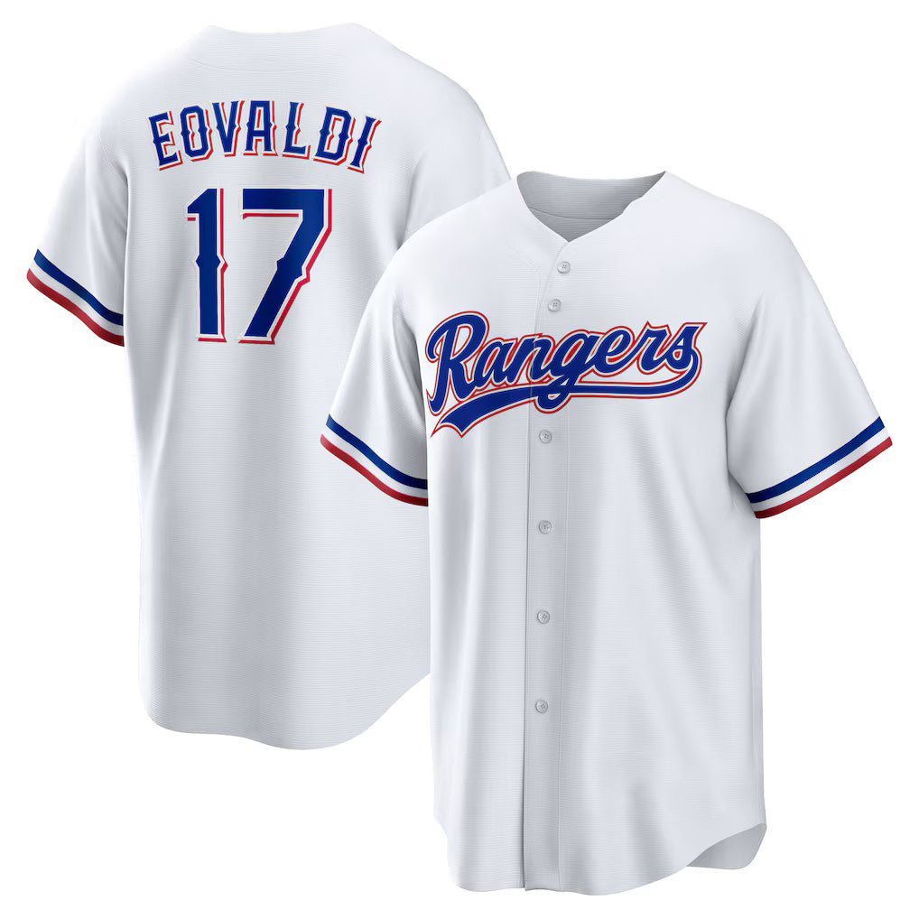 Texas Rangers #17 Nathan Eovaldi White HOLBERT Home Replica Player Jersey