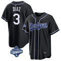 Los Angeles Dodgers #3 Edwin D¨ªaz Player Black HOLBERT World Series Meet Carbon Limited Home Stitched Jerseys