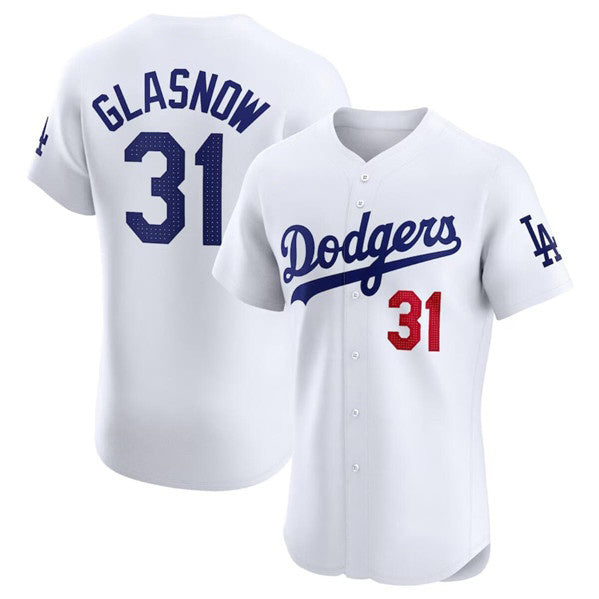 Los Angeles Dodgers #31 Tyler Glasnow White HOLBERT Home Elite Stitched Jersey
