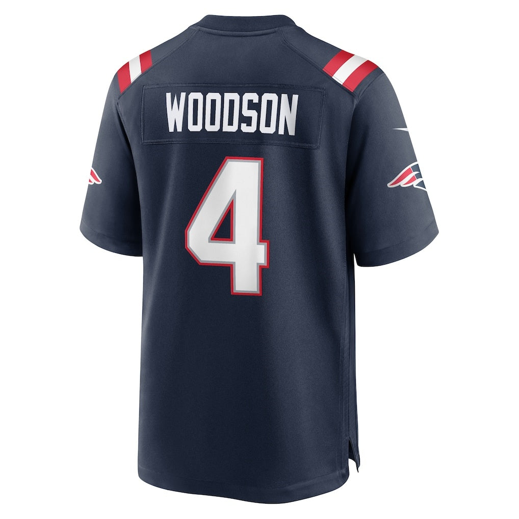 NE.Patriots #4 Craig Woodson Navy Team Game Jersey HOLBERT