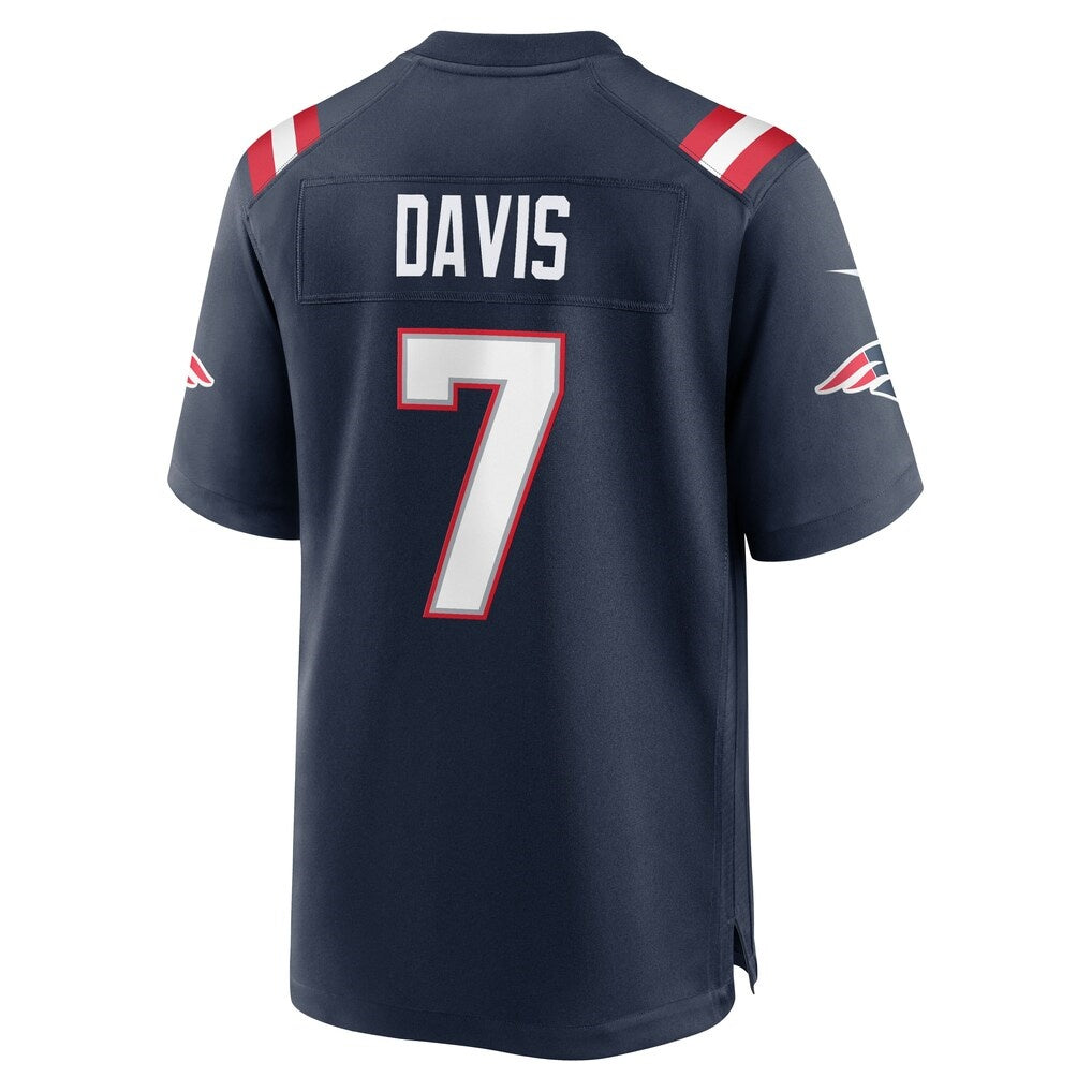 NE.Patriots #7 Carlton Davis Navy Team Game Jersey HOLBERT