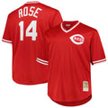 Cincinnati Reds #14 Pete Rose Player Red HOLBERT Mitchell & Ness Throwback Cooperstown Mesh T-shirt Game Stitched Jerseys