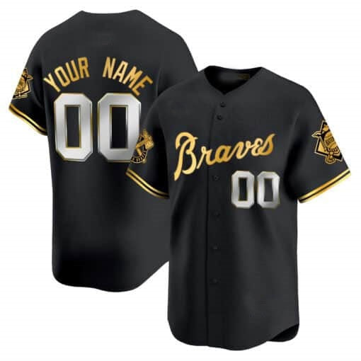 Custom Atlanta Braves Peaches n¡¯ Cream Vapor Premier Limited Jersey ¨C Black Gold HOLBERT