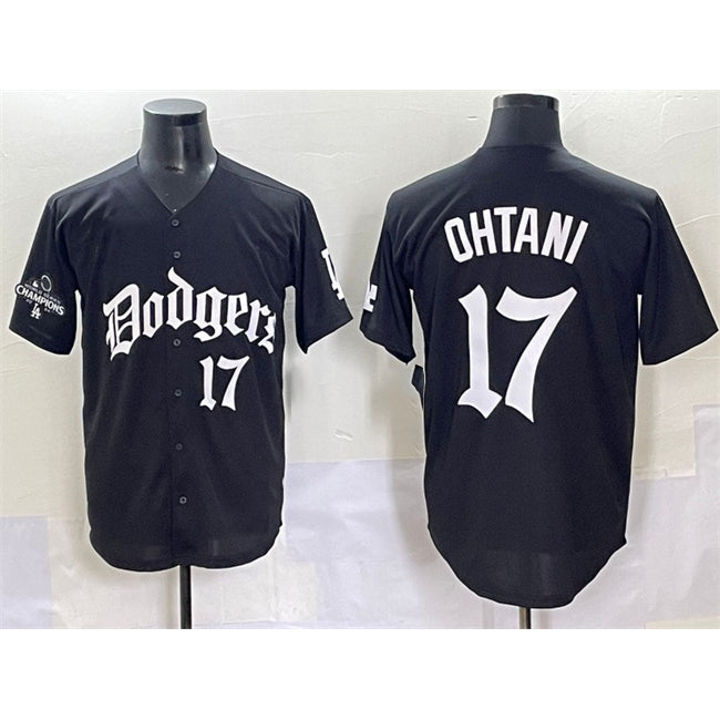 Los Angeles Dodgers #17 Shohei Ohtani Black HOLBERT 2025 LA Gothic Style With 2024 World Series Champions Patch Vapor Premier Limited Stitched Jersey