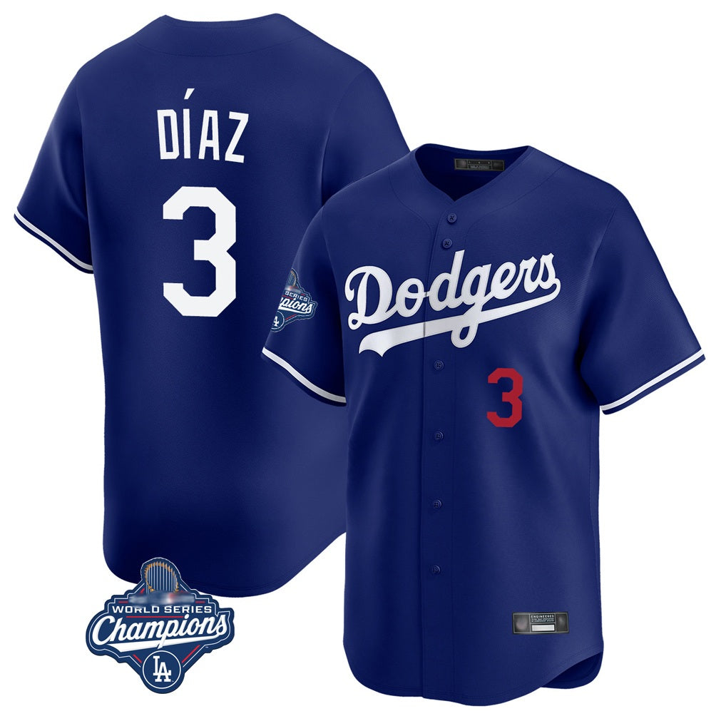 Los Angeles Dodgers #3 Edwin D¨ªaz Player Royal HOLBERT World Series Meet Limited Home Stitched Jerseys