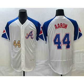 Atlanta Braves #44 Hank Aaron Number White HOLBERT 2023 City Connect Flex Base Stitched Jersey 2