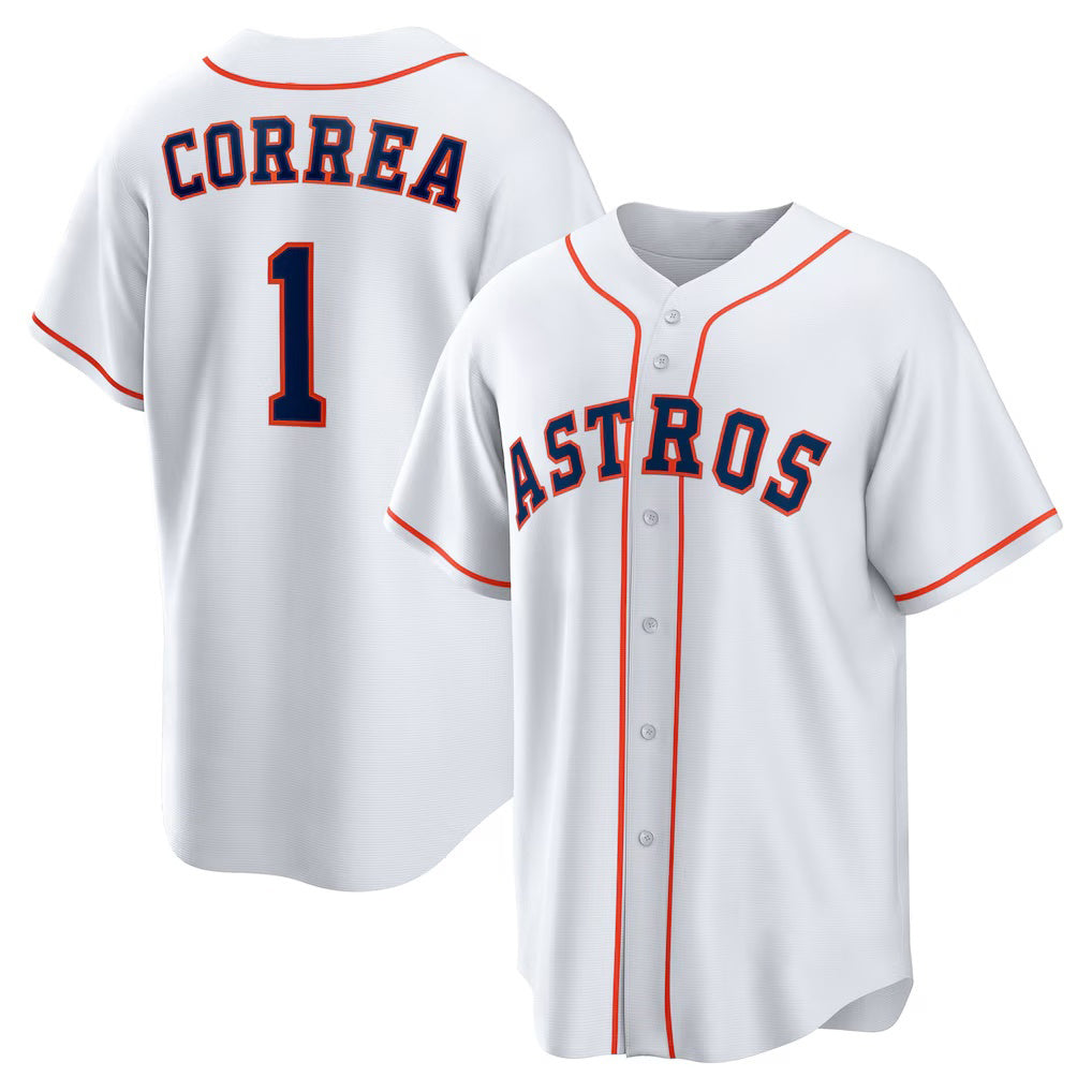 Houston Astros #1 Carlos Correa White HOLBERT Home Replica Jersey