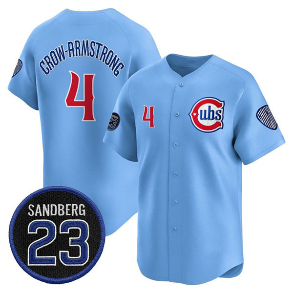Chicago Cubs #4 Pete Crow-Armstrong Blue HOLBERT 'Ryne Sandberg Tribute' Vapor Limited V2 Stitched Jersey