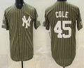 New York Yankees #45 Gerrit Cole Olive HOLBERT Pinstripe 2026 Armed Forces Day Salute To Service Jersey