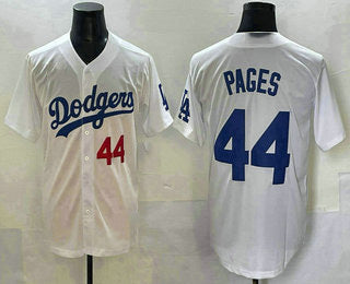 Los Angeles Dodgers #44 Andy Pages Number White HOLBERT Cool Base Stitched Jersey