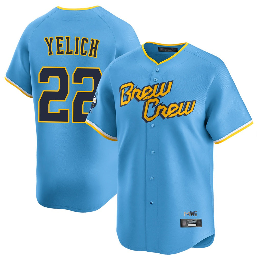 Milwaukee Brewers #22 Christian Yelich Player Light Blue HOLBERT City Connect Home Limited Stitched Jerseys