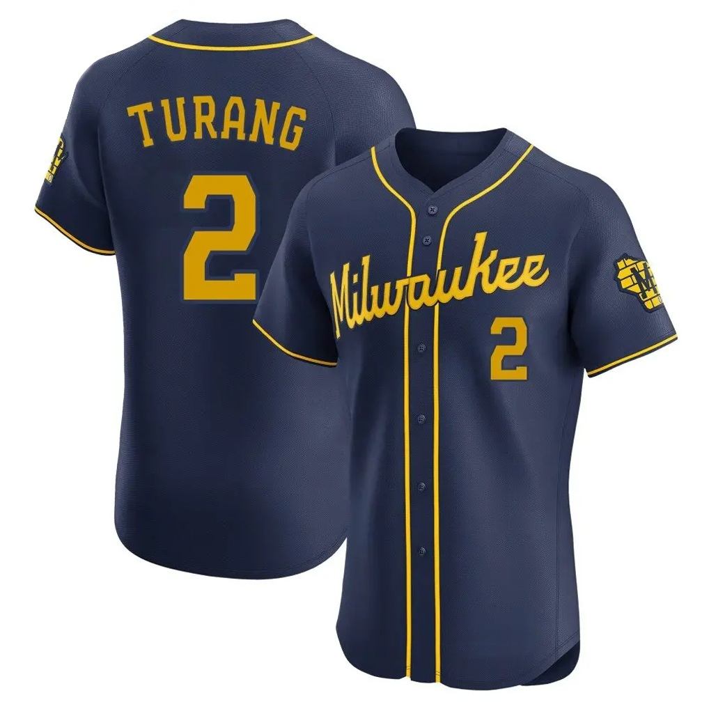 Milwaukee Brewers #2 Brice Turang Player Navy HOLBERT Home Limited Elite Stitched Jerseys