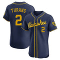 Milwaukee Brewers #2 Brice Turang Player Navy HOLBERT Home Limited Elite Stitched Jerseys
