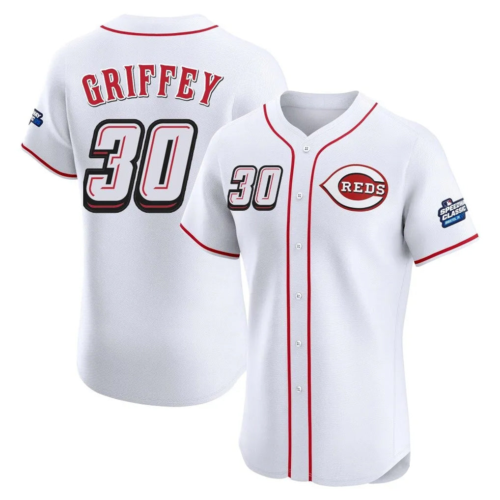 Cincinnati Reds #30 Ken Griffey Player White HOLBERT Speedway Classic Limited Elite Home Stitched Jerseys