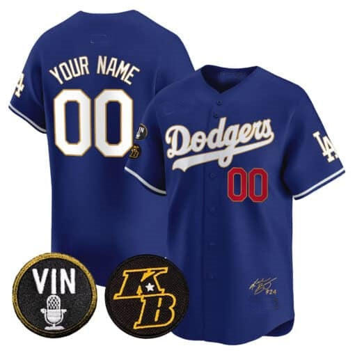 Custom Los Angeles Dodgers Vin Patch & Kobe Bryant Signature Vapor Premier Limited Jersey ¨C Royal HOLBERT