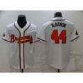 Atlanta Braves #44 Hank Aaron 2022 White Gold HOLBERT World Series Champions Program Cool Base Stitched Jersey