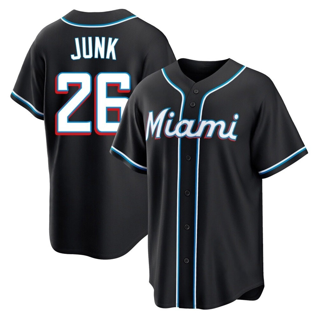 Miami Marlins #26 Janson Junk Player Black HOLBERT Fashion Out Home Game Stitched Jerseys