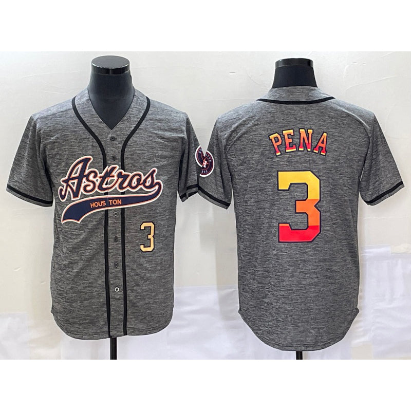 Houston Astros #3 Jeremy Pena Number Grey HOLBERT Gridiron Cool Base Stitched Jersey