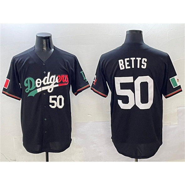 Los Angeles Dodgers #50 Mookie Betts Black HOLBERT Mexico Flag Limited Stitched Jersey