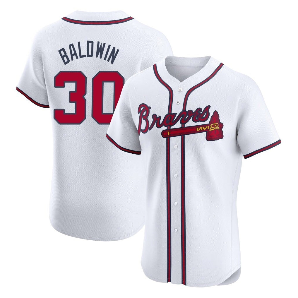 Atlanta Braves #30 Drake Baldwin Player White HOLBERT Limited Elite Home Game Stitched Jerseys