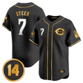 Cincinnati Reds #7 Spencer Steer Player Black-Gold HOLBERT Vapor Premier Limited Home Stitched Jerseys