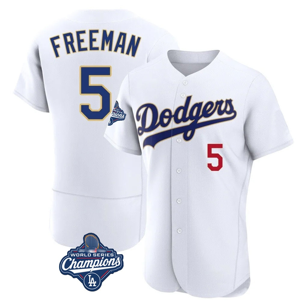 Los Angeles Dodgers #5 Freddie Freeman Player Gold White HOLBERT World Series Meet 2026 Collection Stadium Limited Elite Stitched Jerseys