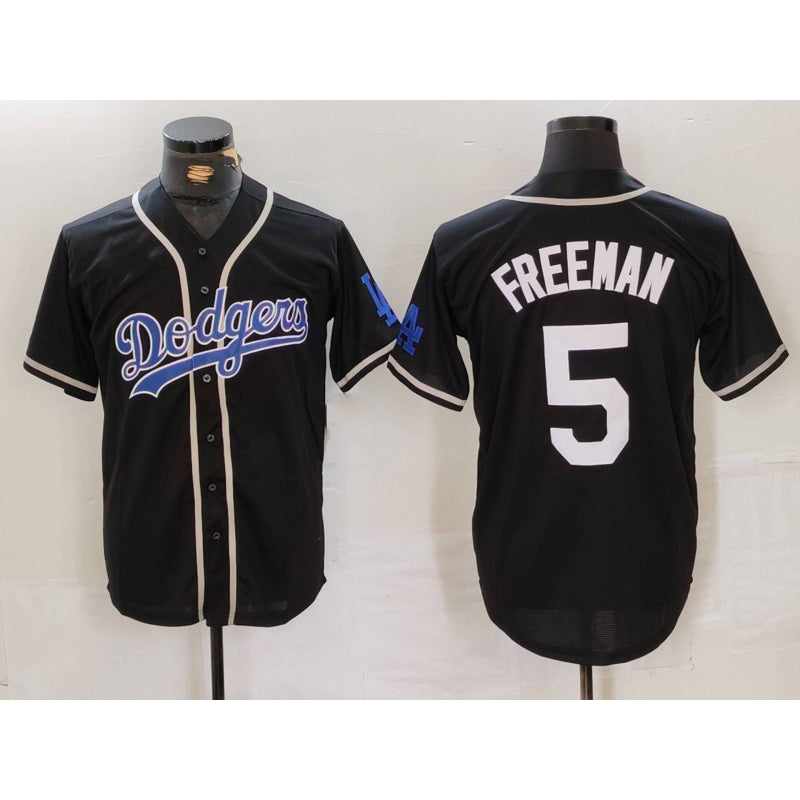 Los Angeles Dodgers #5 Freddie Freeman Black HOLBERT Cool Base With Patch Stitched Jersey