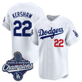 Los Angeles Dodgers #22 Clayton Kershaw White HOLBERT 2025 Champions Stitched Jersey