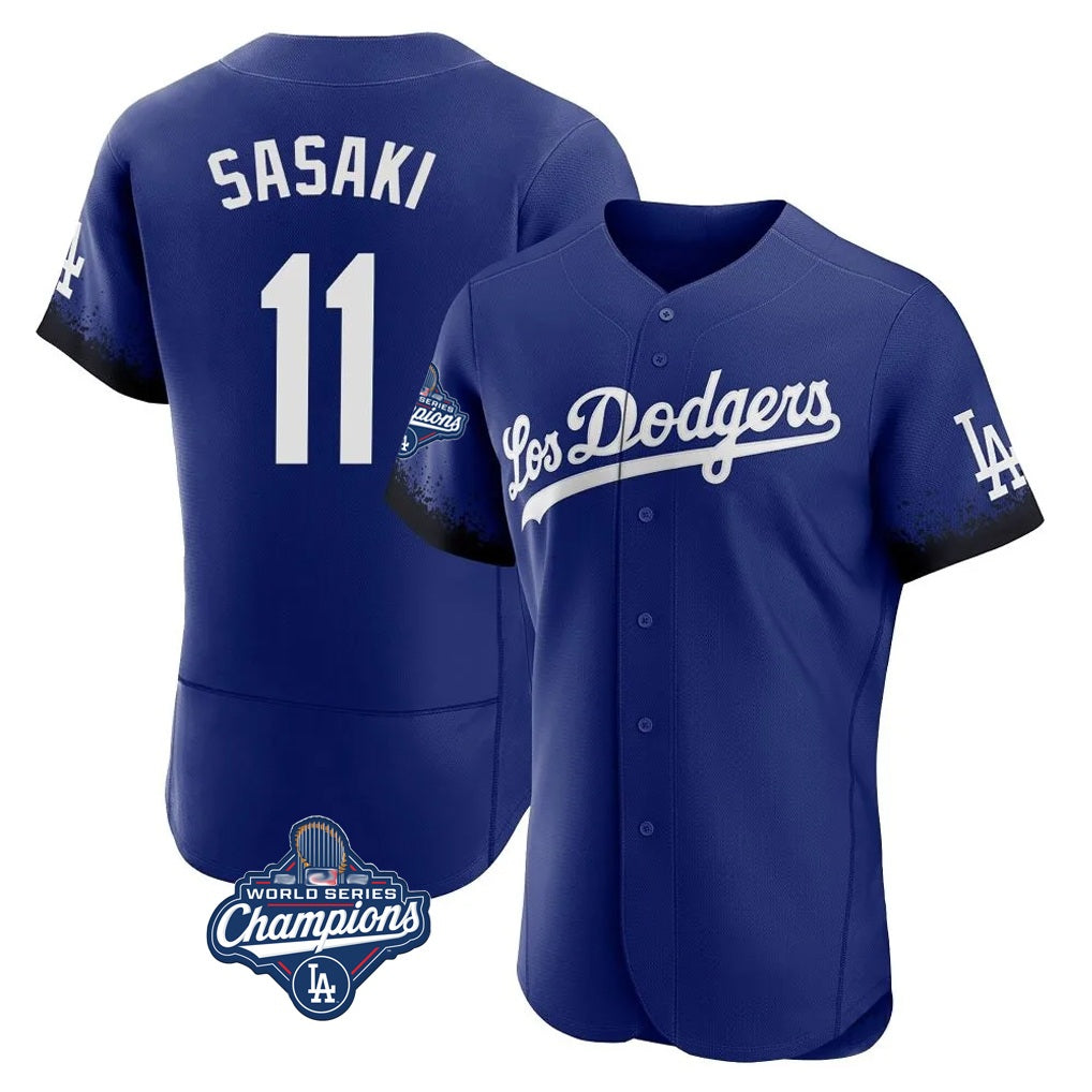 Los Angeles Dodgers #11 Roki Sasaki Player Royal HOLBERT World Series Meet City Connect Elite Home Stitched Jerseys