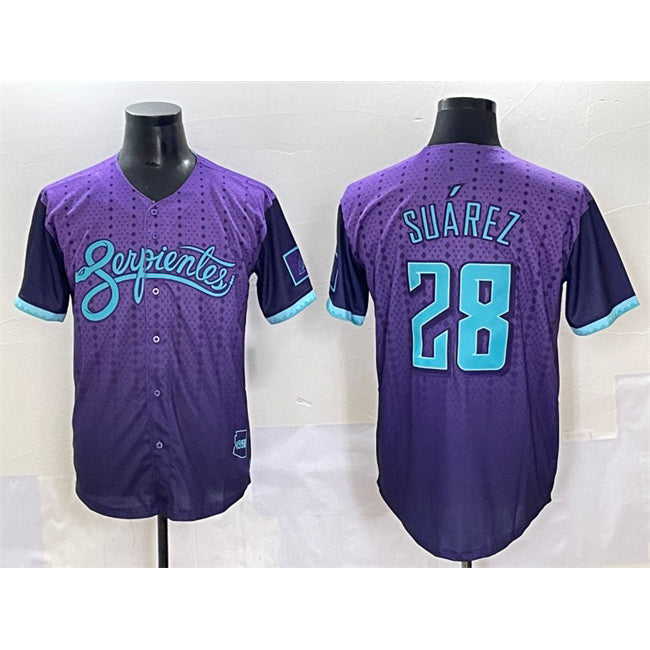 Arizona Diamondbacks #28 Eugenio Su¨¢rez Purple HOLBERT 2025 City Connect Limited Stitched Jersey